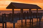 0604629 Covered platform on Taylor Ave Dock at sunset. Bellingham, Boulevard Park, WA. © Mark Turner