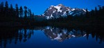 0816640 Mt. Shuksan reflected in Picture Lake, dusk. Mt. Baker-Snoqualmie NF Heather Meadows, WA. © Mark Turner