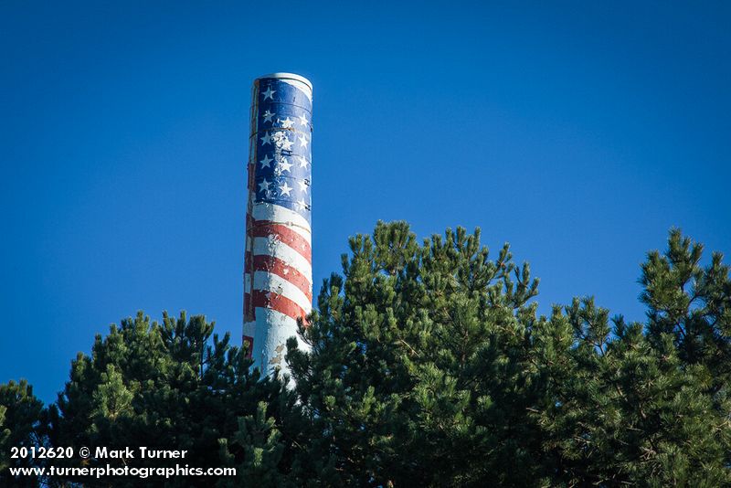 Ferndale Carnation Condensary smokestack, painted with American Flag. Ferndale, WA. © Mark Turner [2012620]