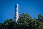 Ferndale Carnation Condensary smokestack, painted with American Flag. Ferndale, WA. © Mark Turner [2012620]