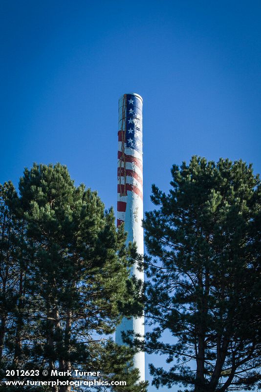 Ferndale Carnation Condensary smokestack, painted with American Flag. Ferndale, WA. © Mark Turner [2012623]