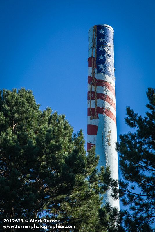 Ferndale Carnation Condensary smokestack, painted with American Flag. Ferndale, WA. © Mark Turner [2012625]