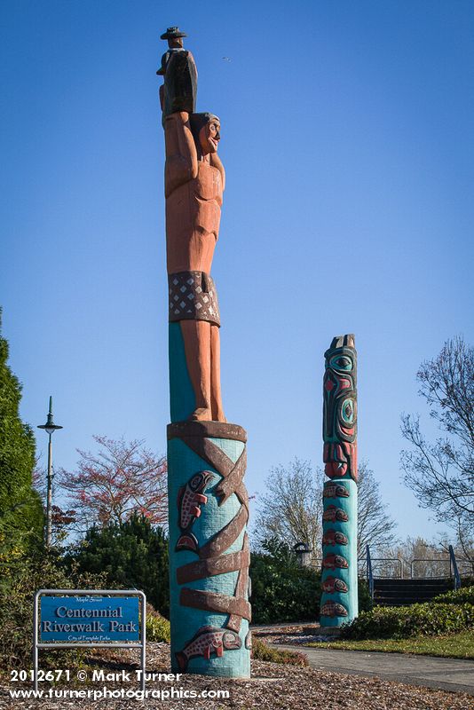 Totem poles at Riverwalk Park by House of Tears Carvers. Ferndale, WA. © Mark Turner [2012671]