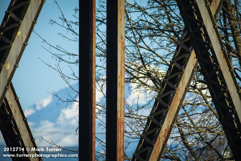 Mt. Baker framed by Ferndale BNSF railroad bridge. Ferndale, WA. © Mark Turner [2012714]