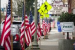 American flags on Ferndale Main Street in honor of Veteran's Day. Ferndale, WA. © Mark Turner [2012852]