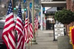 American flags on Ferndale Main Street in honor of Veteran's Day. Ferndale, WA. © Mark Turner [2012872]