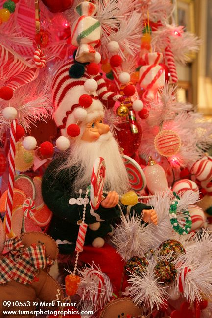 0910553 Gingerbread & Candy Christmas tree ornaments detail. Mary Etta Foster, Ferndale, WA. © Mark Turner