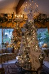 0910594 Silver & Gold Christmas trees in living room. Mary Etta Foster, Ferndale, WA. © Mark Turner