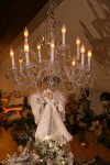 0910638 Chandelier & angel atop Silver Christmas tree. Mary Etta Foster, Ferndale, WA. © Mark Turner