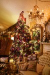 0910681 Purple Christmas tree in living room. Mary Etta Foster, Ferndale, WA. © Mark Turner