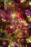 0910690 Purple Christmas tree ornaments detail. Mary Etta Foster, Ferndale, WA. © Mark Turner