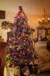 0910691 Purple Christmas tree in living room. Mary Etta Foster, Ferndale, WA. © Mark Turner