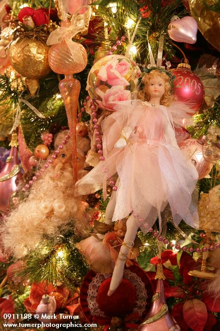 0911188 Victorian Christmas tree ornaments detail. Mary Etta Foster, Ferndale, WA. &copy; Mark Turner
