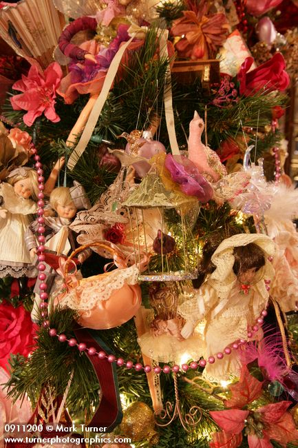 0911200 Victorian Christmas tree ornaments detail. Mary Etta Foster, Ferndale, WA. &copy; Mark Turner