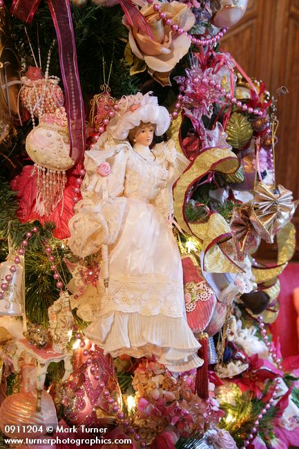 0911204 Victorian Christmas tree ornaments detail. Mary Etta Foster, Ferndale, WA. &copy; Mark Turner