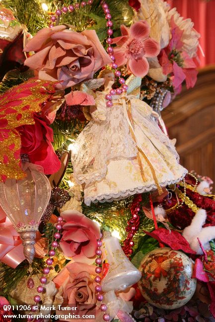 0911206 Victorian Christmas tree ornaments detail. Mary Etta Foster, Ferndale, WA. &copy; Mark Turner