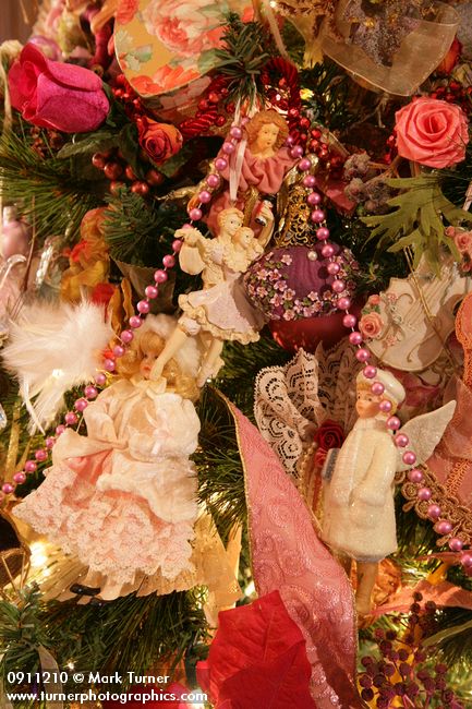 0911210 Victorian Christmas tree ornaments detail. Mary Etta Foster, Ferndale, WA. &copy; Mark Turner