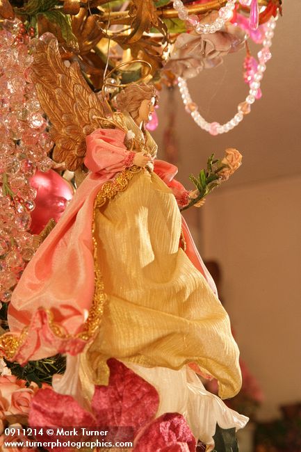 0911214 Angel atop Victorian Christmas tree. Mary Etta Foster, Ferndale, WA. &copy; Mark Turner