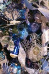 0911270 Blue Christmas tree ornaments detail. Mary Etta Foster, Ferndale, WA. &copy; Mark Turner