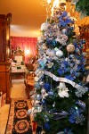 0911283 Blue Christmas tree in bedroom. Mary Etta Foster, Ferndale, WA. &copy; Mark Turner