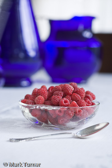Raspberries with Blue Glass