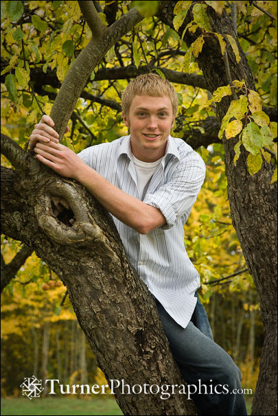 Chris in the apple tree