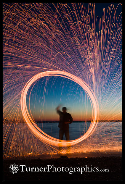 Spark spiral, with horizon line placed low in the frame