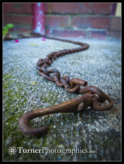 Chain on sidewalk